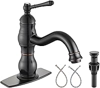 Vista 17 de Heyalan Grifo de lavabo de baño de un solo agujero, 1 mango, montaje en cubierta, de latón, grifo mezclador de baño con drenaje, alcance de boquilla