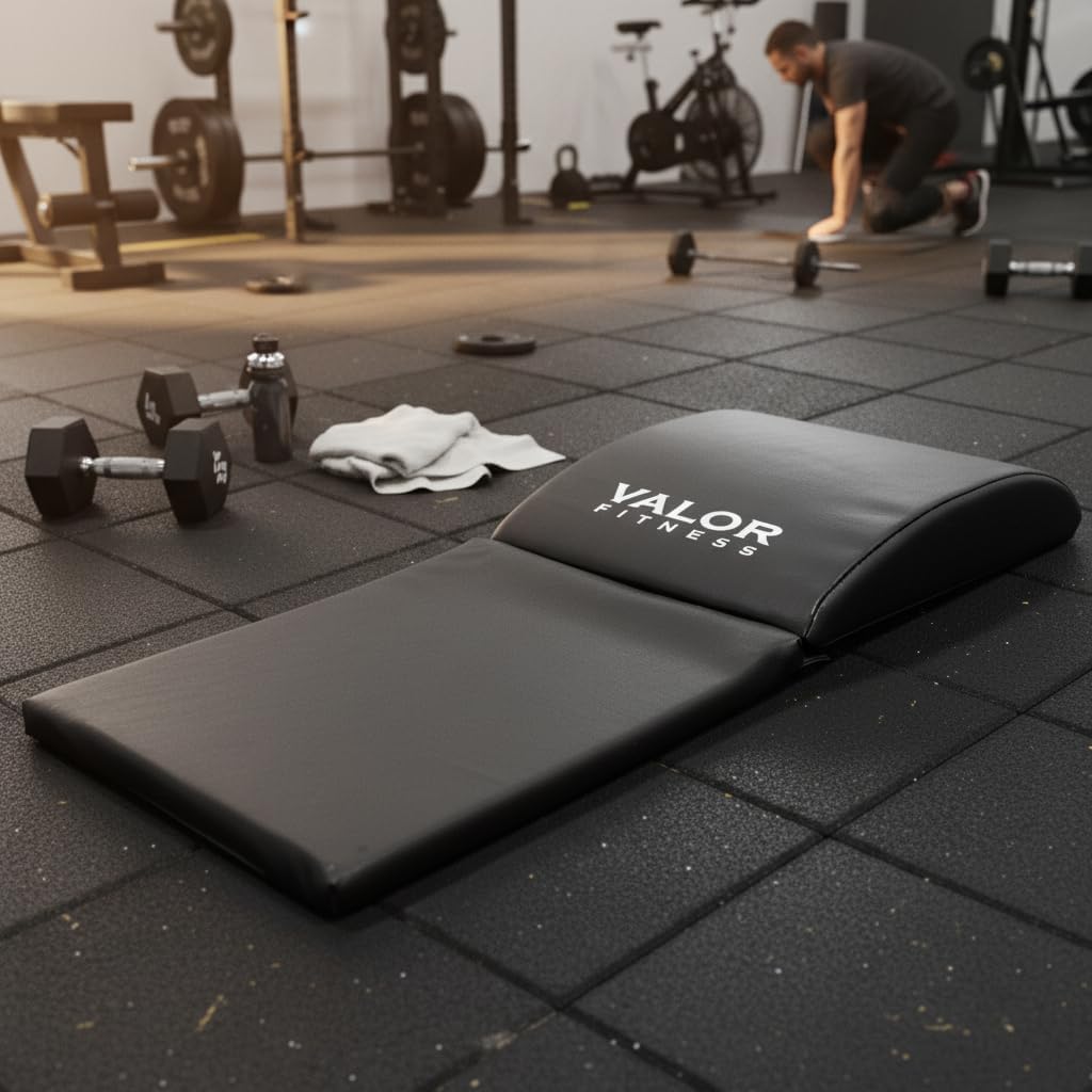 Valor Fitness Ab Mat with Detachable Pad Lumbar Support for Core Strengthening and Abdominal Workouts