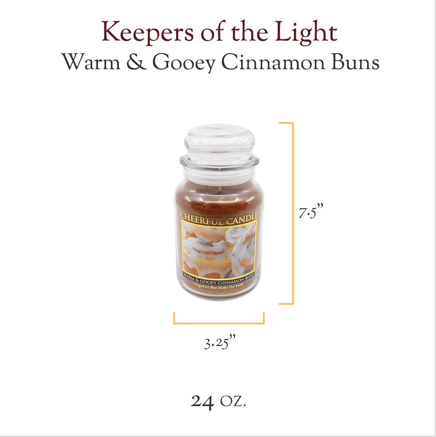 A Cheerful Giver - Warm & Gooey Cinnamon Buns Scented Glass Jar Candle (6 oz) with Lid & True to Life Fragrance Made in USA: Home & Kitchen