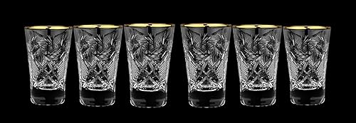 Miniatura 2 de World Gifts Elegantes y modernos vasos de chupito de cristal de corte ruso para organizar fiestas y eventos, 1.3 onzas, vasos de chupito con borde