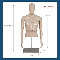 Vista 6 de Maniquí de maniquí de torso femenino de 39 a 56 pulgadas de altura ajustable, modelo de vestido de costura con brazos desmontables, exhibición