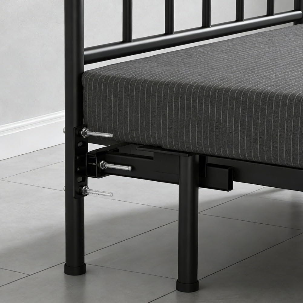 2 Pack Adjustable Headboard Brackets for Bed Base, Universal Metal Headboard Brackets for Metal Bed Frame with Footboard Extension Kit Fit Twin Full Queen King(Color:Black)