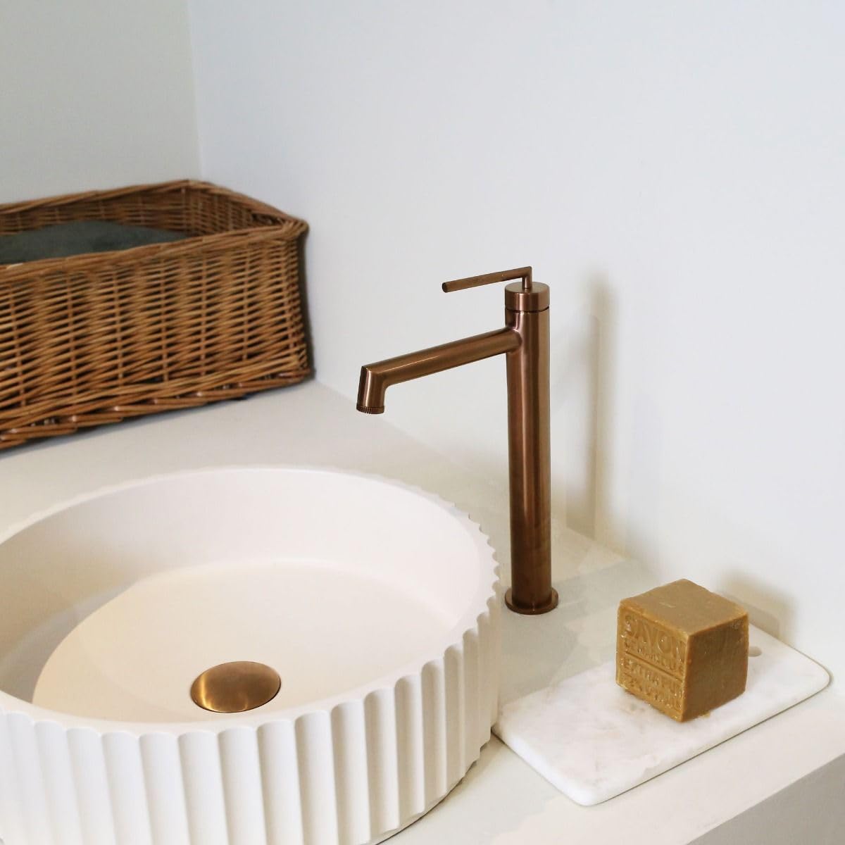 Essebagno Portofino miscelatore lavabo alto rame spazzolato