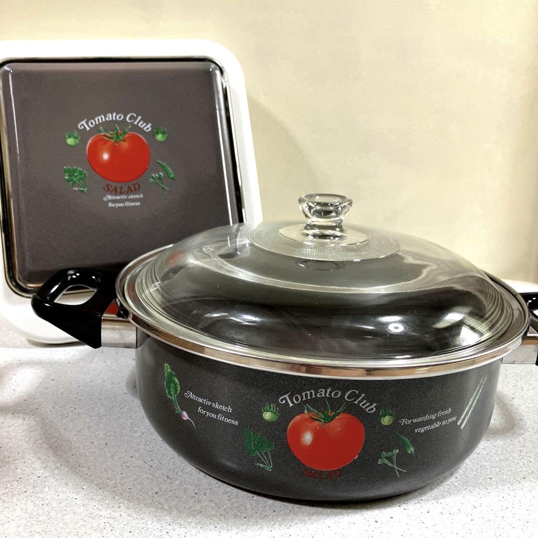 アンティークホーロー♡希少なハンドペイントの鍋とウォーマーのセット❣️ ホーロー鍋 16cm 通販 ねずみのANDY グッズ 両手鍋 鍋 なべ