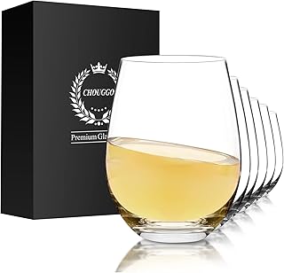 Stemless Wine Glasses Set of 6, Hand Blown Premium Crystal Red Wine or White Wine Glass 18Oz - Hand Crafted by Artisans - Gifts for Women, Men, Wedding, Anniversary, Christmas, Birthday