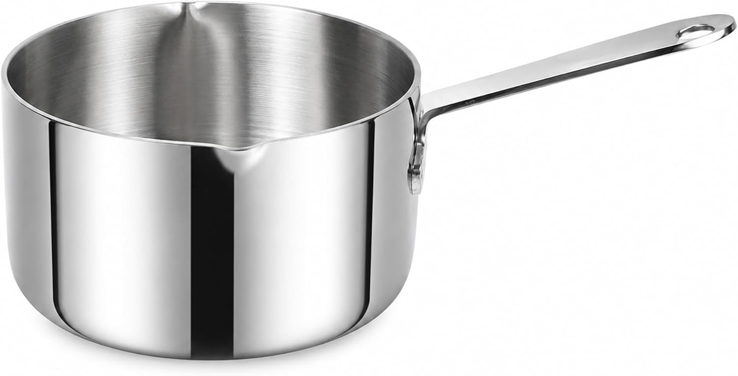 Stainless Steel Butter Warmer Pot Small Milk Coffee Sauce Pan 0.5 Quart