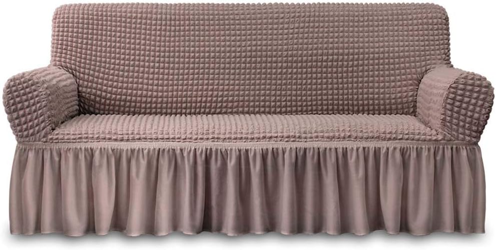 NICEEC Sofa Slipcover Coffee Sofa Cover 1 Piece Easy Fitted Sofa Couch Cover Universal High Stretch Durable Furniture Protector with Skirt Country Style (3 Seater Coffee) : Home & Kitchen