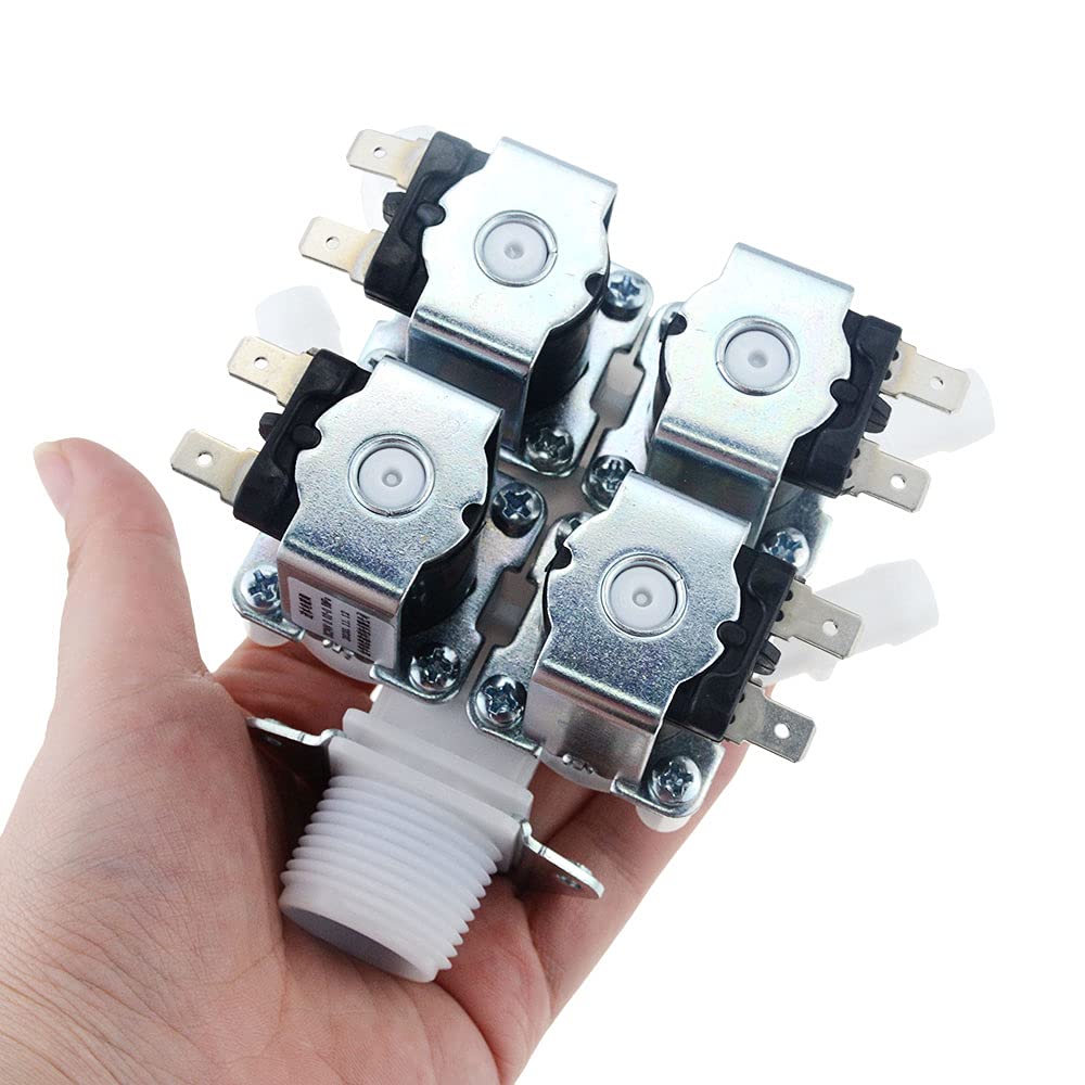 ZXGRfdefa Solenoid valve, G3/4" 1 in 4 Out Electromagnetic Valve Normally Closed Water Drain Electric Inlet Solenoid(DC 12V)