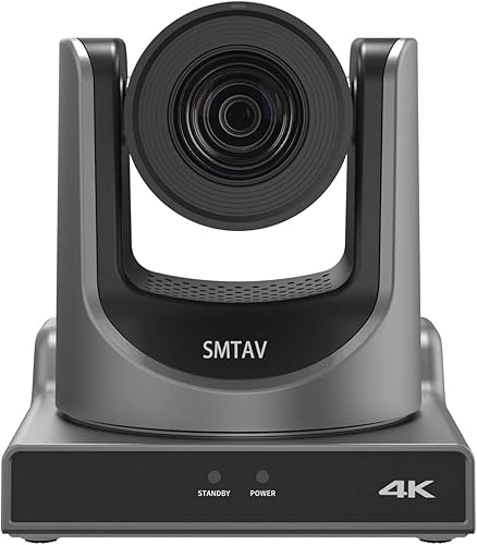 SMTAV 20X Optics Zoom 4KP60UHD NDI PTZ Cámara, compatible con seguimiento automático AI y POE con transmisión en vivo IP de red, salida de video