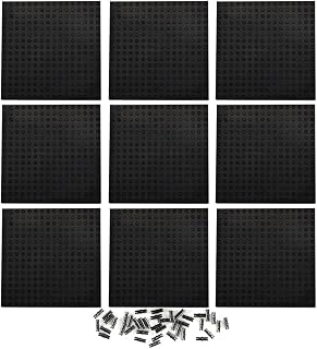Feleph 9pcs 16x16 Black Baseplates with Holes & Pins - Pixel Art Mosaic Plates Compatible with Lego 65803 3673 Major Brands