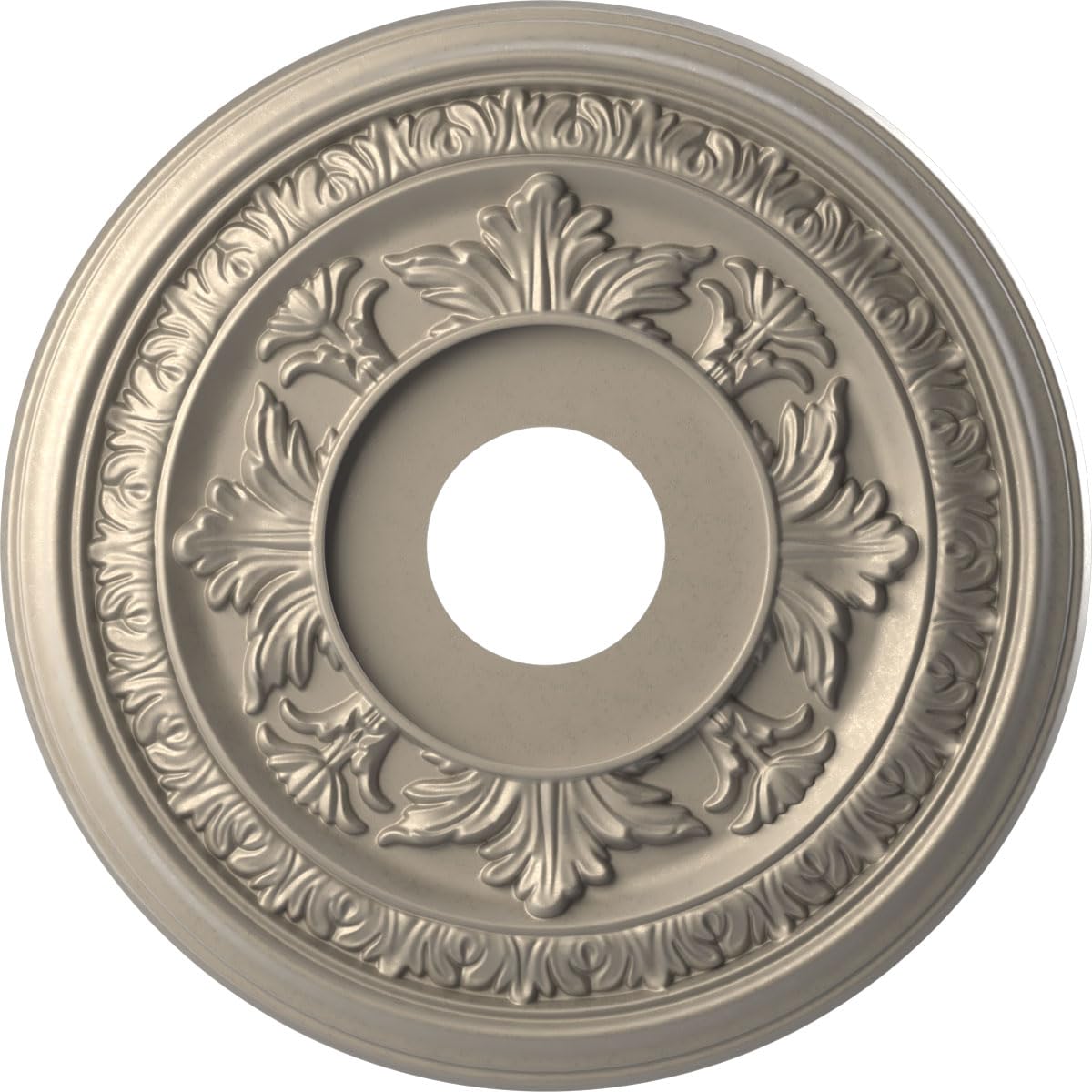 Ekena Millwork CMP16BACSV Baltimore Thermoformed PVC Ceiling Medallion (Fits Canopies up to 6 1/2"), 16"OD x 3 1/2"ID x 1"P, Metallic Silver Metallic
