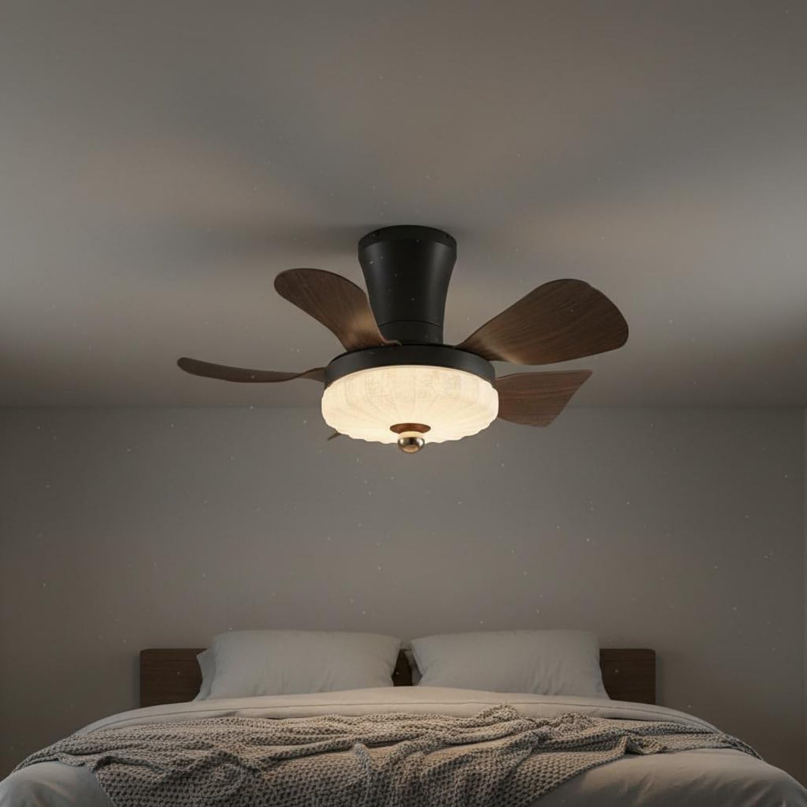 F Fityle Ventilador de Techo con Luz Lámpara Ventilador Plafón Iluminación LED Aletas Madera y Cuerpo de Hierro Dimmable para, 28 Pulgadas, Modelo 3001, Atenuación Continua, Control Remoto