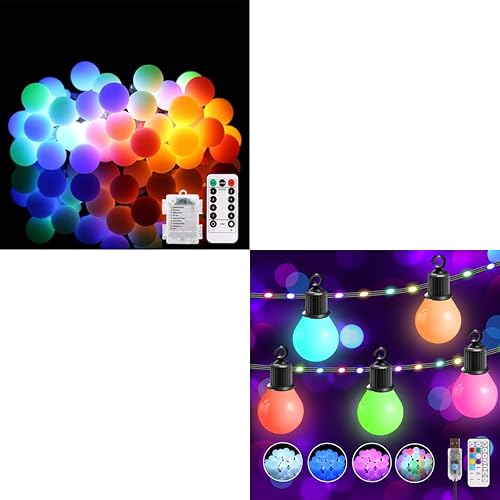 ALOVECO Cadena de luces a pilas + tira de luces USB