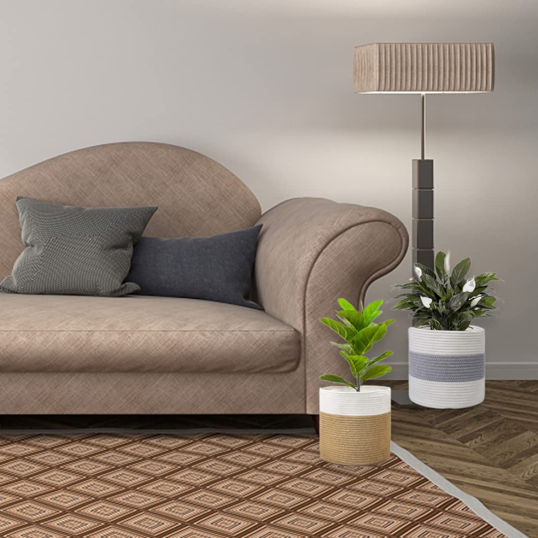 Panier de Plante tissé Panier de Jute Plante Plante Plante Paniers de Rangement tissé Panier de Rangement tissé Planteurs de Fleurs pour la Maison Plantes en Pot Style de décoration1