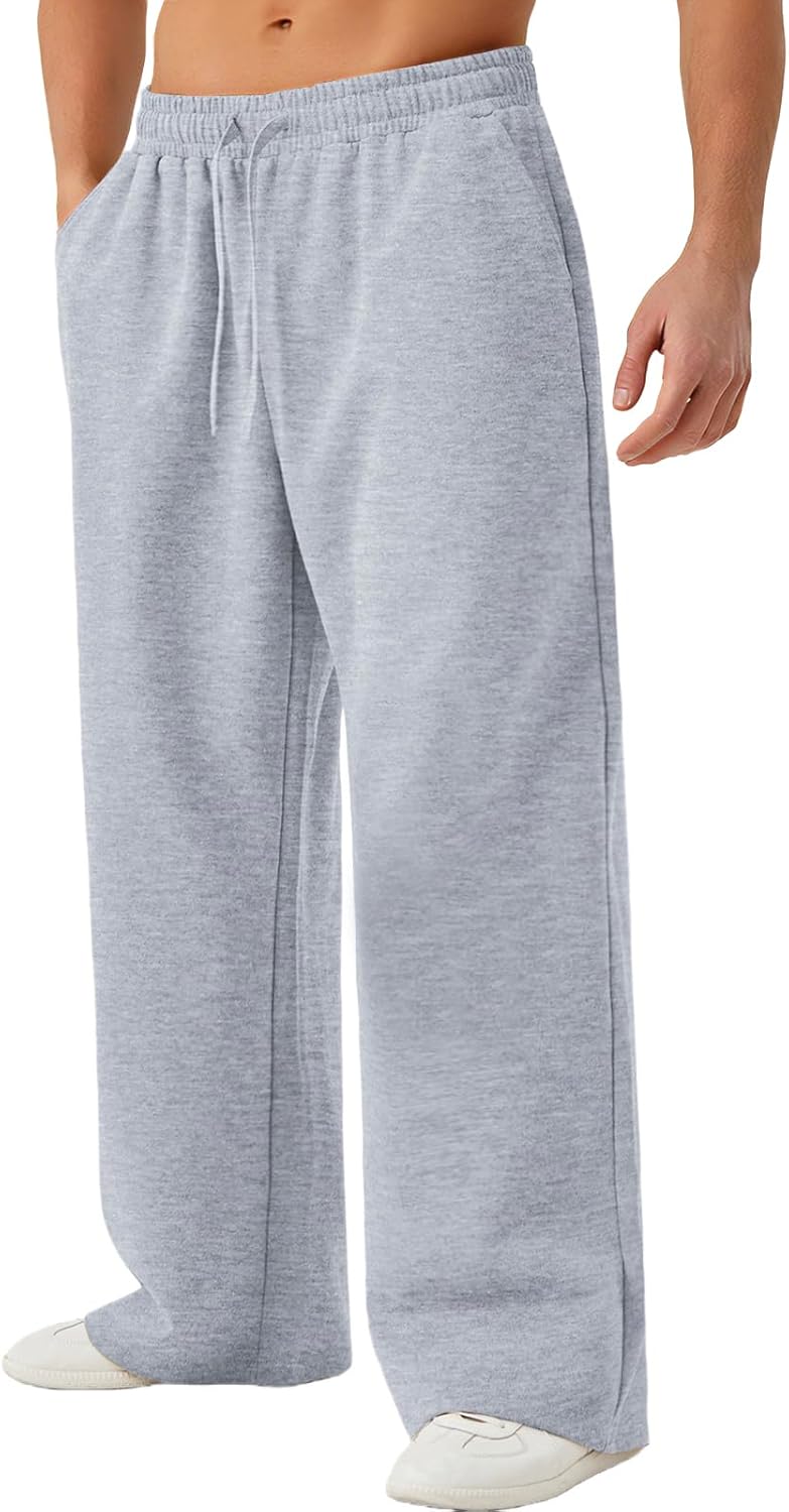 Men's Baggy Sweatpants Wide Leg Sweat Pants Elastic Drawstring Athletic Joggers Casual Loose Lounge Pants - Image 2