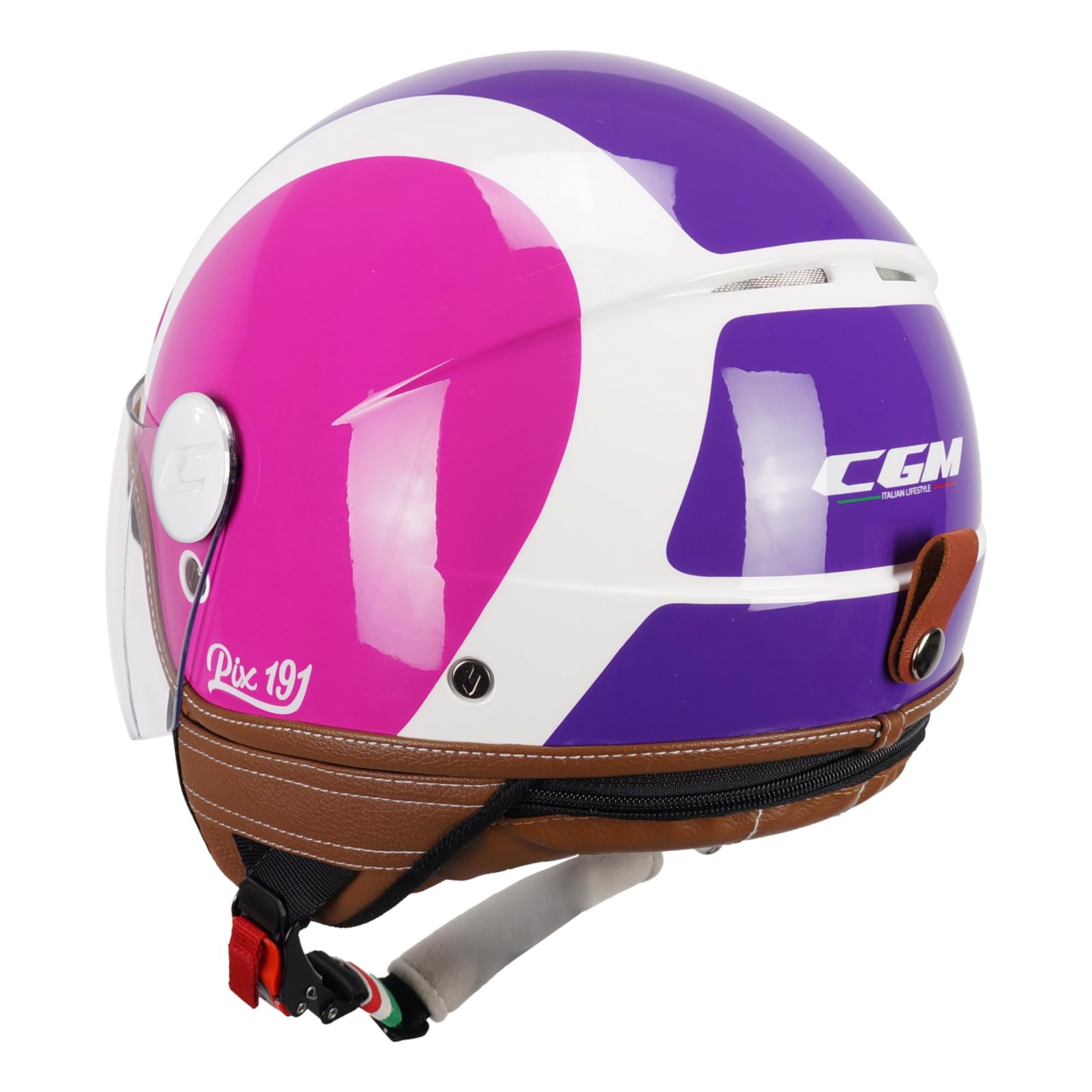 CGM Casco Abierto 191G Pix Sprint Violeta Fucsia neón Largo, XS (54 cm)