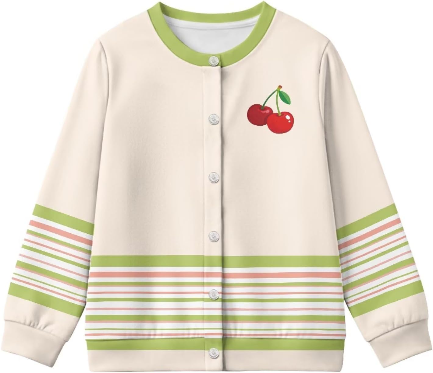 Wanyint Girls Lightweight Cover Up Cardigan, Long Sleeve Printed Crewneck Button Front Layer, Machine Washable, Ages 5-16
