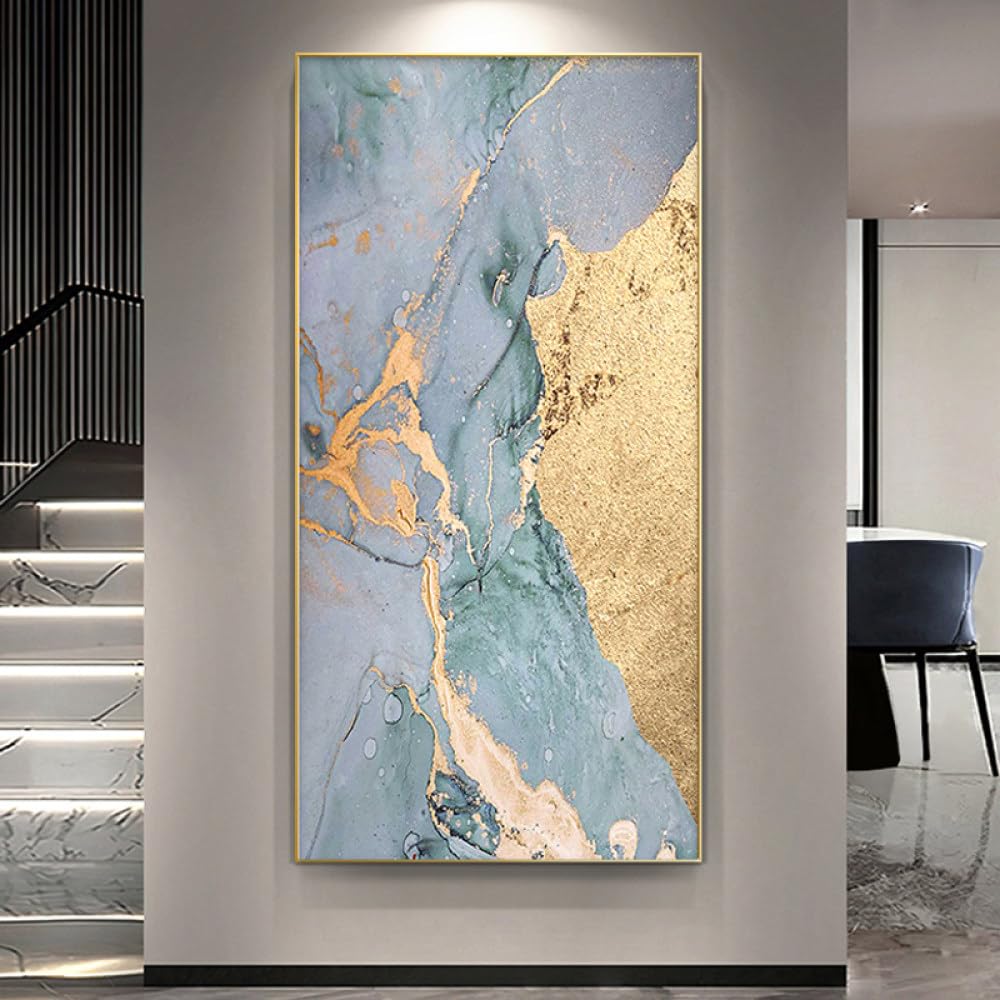 Peinture à l'huile texturée grand format feuille d'or art mural minimaliste