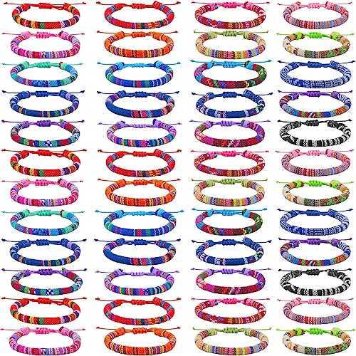 Ecally 48 Pcs Friendship Bracelet Bulk for Women Surfer Boho Braided Bracelet Woven Wrap Hippie Adjustable Anklet String Jewelry for gifts Ocean Beach Summer Accessories