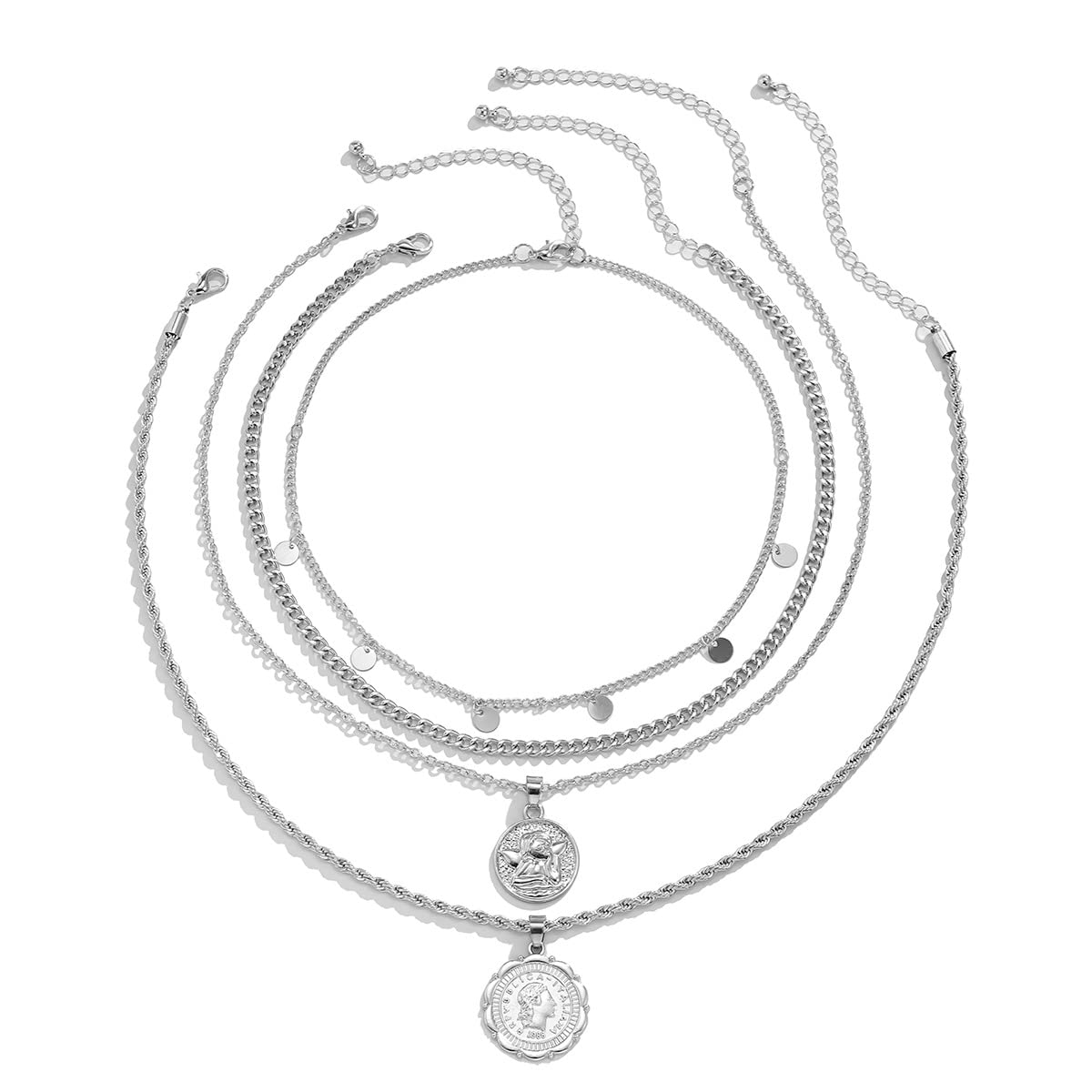 MJartoriaLayered Necklaces for Women Trendy Retro Coin Pendant Chain Necklaces Dainty Link Chain Choker Necklaces for Jewelry Birthday Gifts
