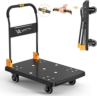 N&S Juvyig Carrinho de transporte dobrável com uma mão, 350 kg, carrinho silencioso (amarelo, sem travão)