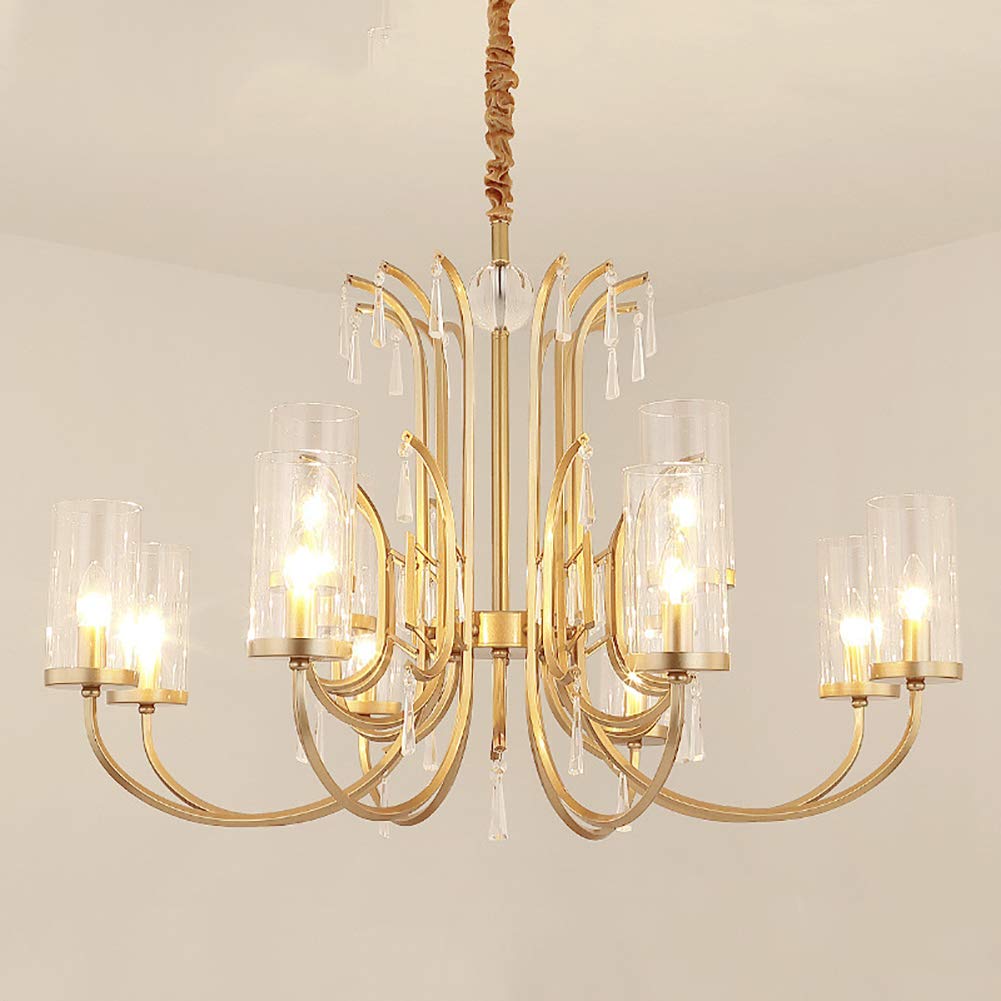 CZYLJLK E14 Industrial Candle Ceiling Light Fixtures Modern Gold Glass During Lamp,Nordic Rustic Iron For Living Room Dining Bedroom-Golden. 12 head