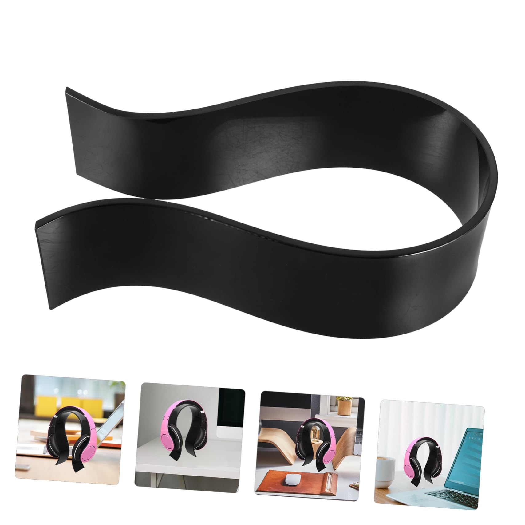 Gadpiparty 5 Piezas soporte para auriculares estante para auriculares colgador de auriculares de escritorio soporte de auriculares para juegos para escritorio Acrílico Negro