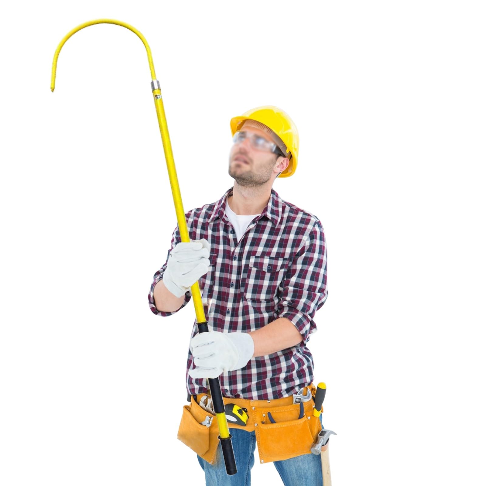 HYQOUKLR Telescopic Insulated Rescue Hook, Fiberglass Insulated Electric Safety Rescue Hook Detachable Multicolor Multiple Sizes(Yellow,2m/78.7in/6.5ft)