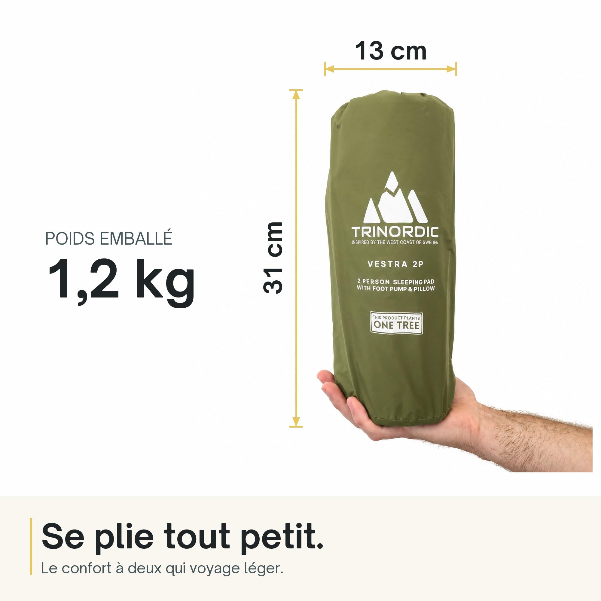 TRINORDIC Tapis Gonflable Double Léger – 2 Personnes avec Pompe à Pied