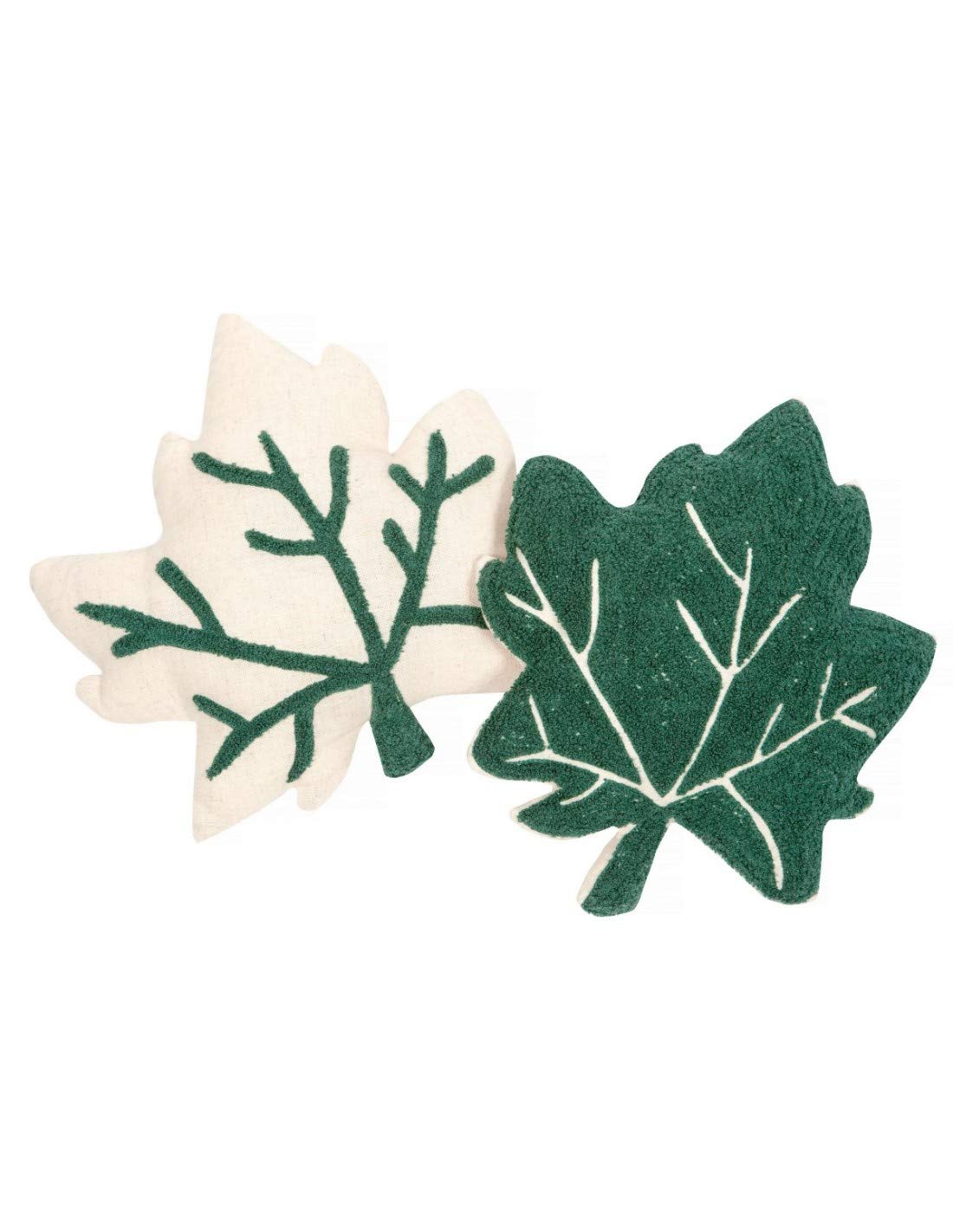 Coussins Little Fall coton forme de feuilles vert blanc NATTIOT lit
