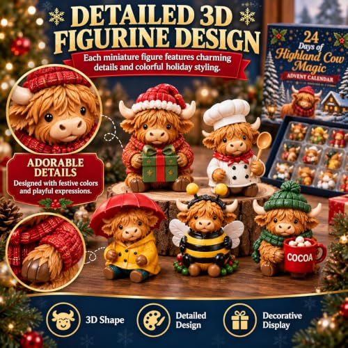 24 Days of 3D Highland Cow Magic Advent Calendar 2026 Christmas - image 5