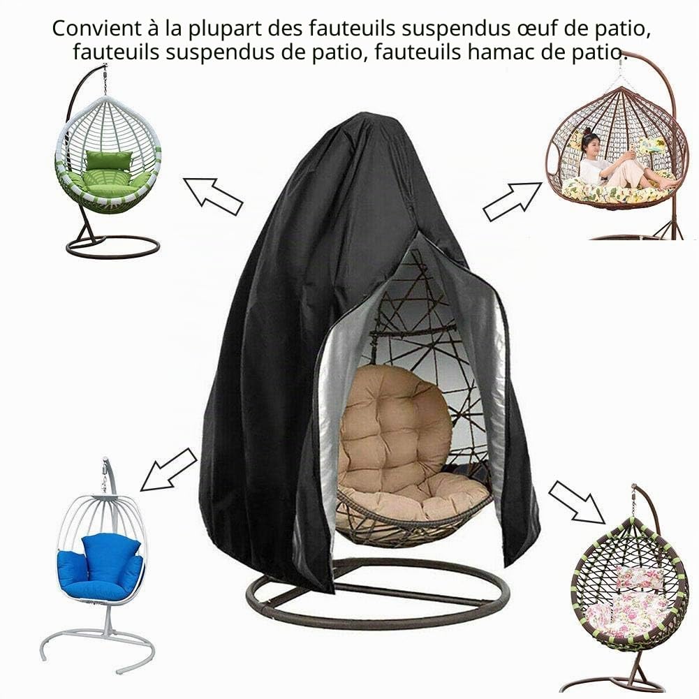 Couverture de Fauteuil Oeuf Imperméable Housse de Fauteuil Oeuf Suspendu Exterieur Jardin Couverture de Chaise Suspendue Coupe-Vent Anti-UV