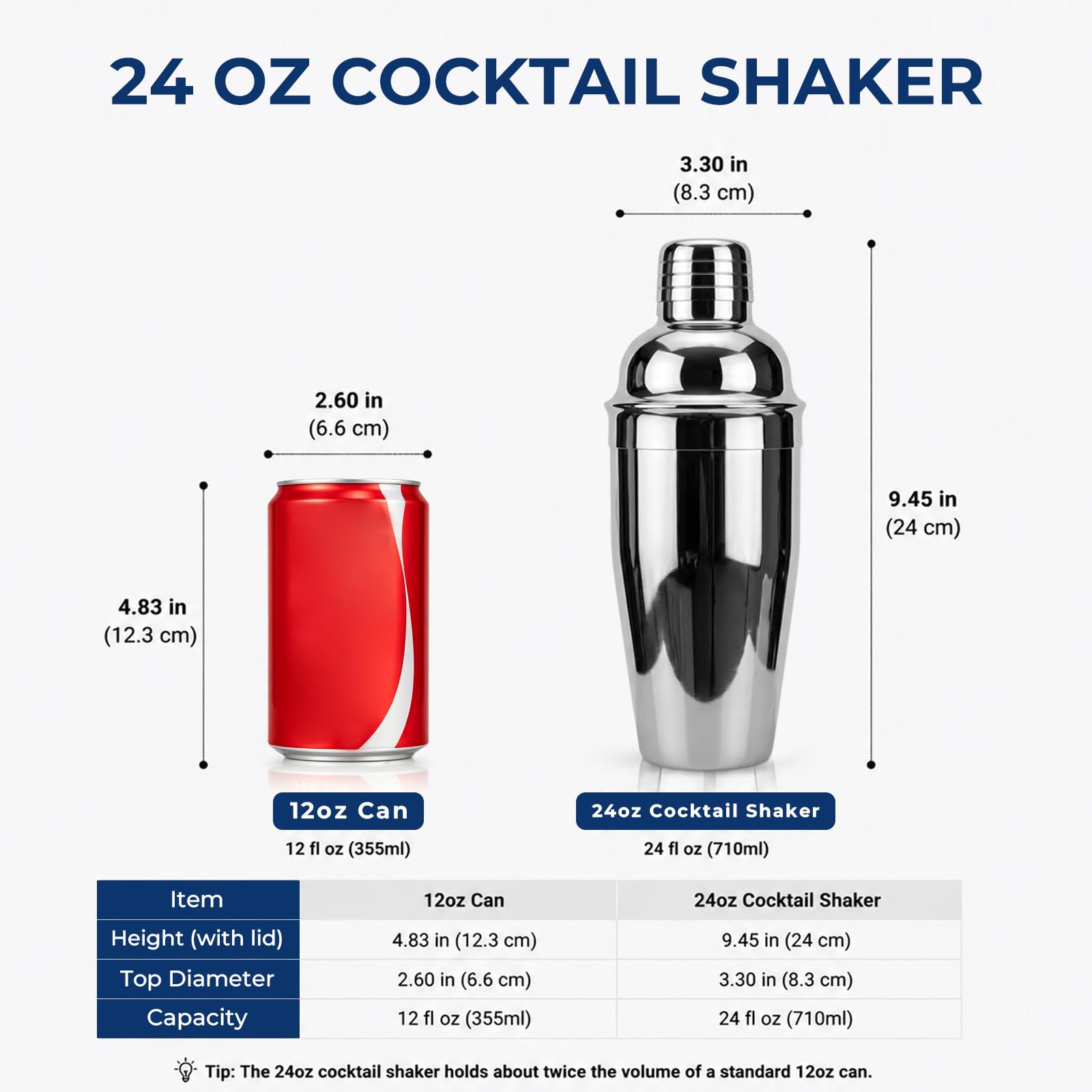 Cocktail Shaker - Martini Shaker with Strainer -2