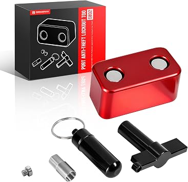 OBD2 Port Lock & Anti-Theft Lock - Universal Physical Blocker Against Key Cloning & ECU Tuning for Most Non-GM Cars, Trucks & SUVs Red