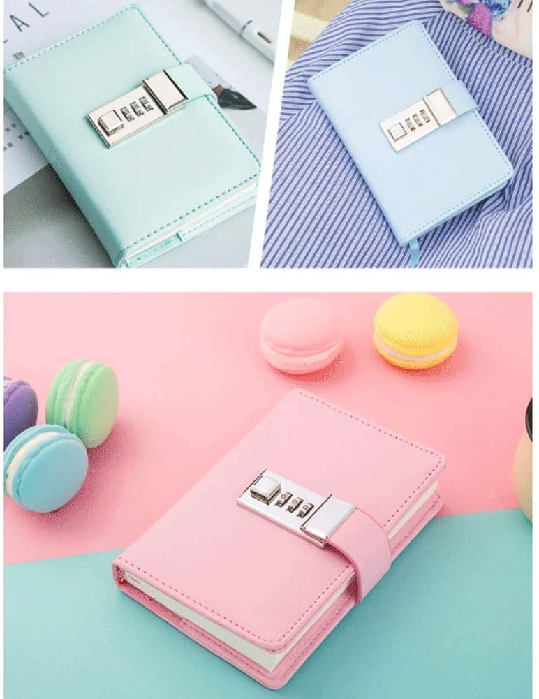 Agenda de Lujo con Estampado en lámina metálica. Diarios, libreta Creativa con contraseña y candado, Bloc de Notas Instalado, Diario Escolar for viajeros(C)