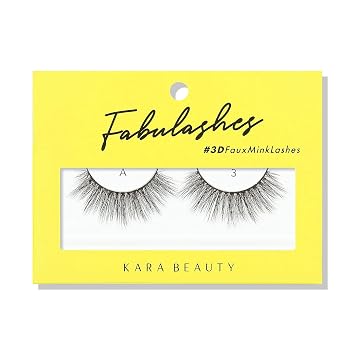 KARA BEAUTY Fabulashes Glam 3D Faux Mink Strip Lashes Full Volume, Fluffy, Wispy Lash Strips Reusable Fake Eyelashes with Soft Flexible Band Vegan, Cruelty-Free, Lightweight - Style A3