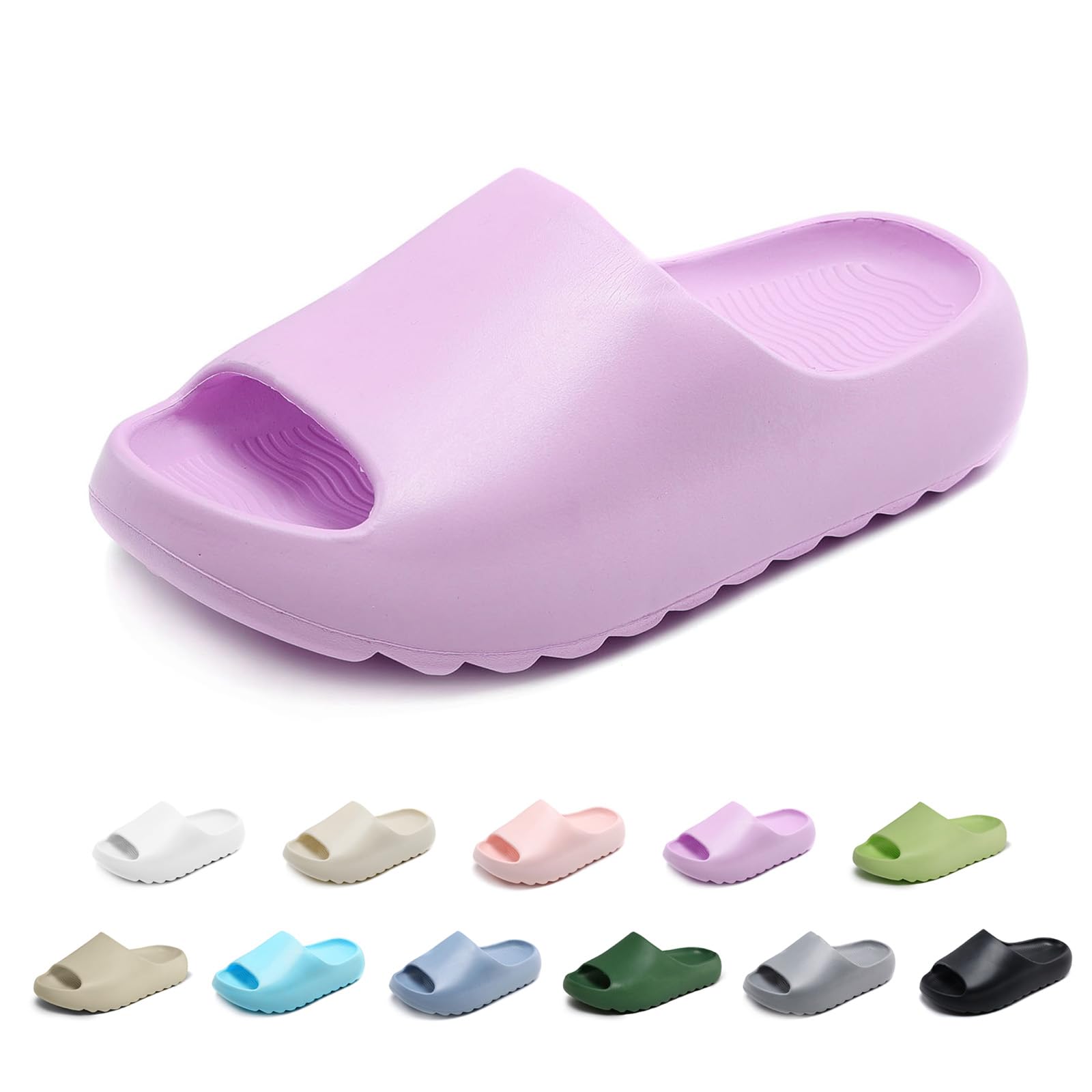Kids Cloud Slides Slippers For Girls Boys,Pillow House Slippers Non-Slip Super Soft Quick Drying Shower Cushioned Slides Bathroom Thick Sole Sandals Indoor Outdoor Slippers