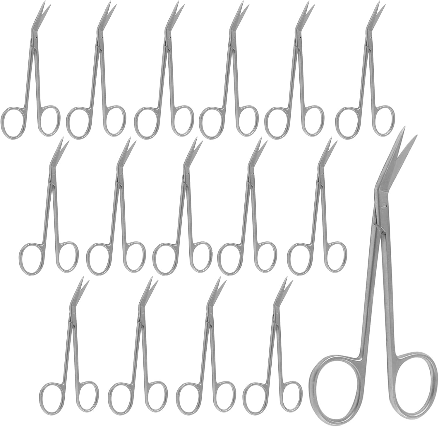 Pack Of 24 Stainless Steel Iris Scissors 4.5", Angular, Fine Point