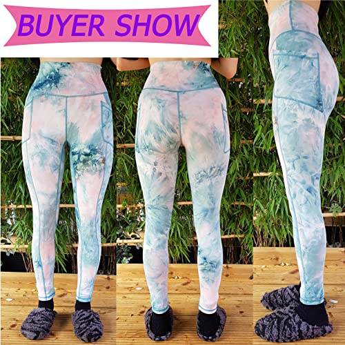 Iniber Womens High Waisted Yoga Pants With Pockets, Tie Dye Workout Running Pants Soft Colorful Yoga Leggings For Women #TOP5