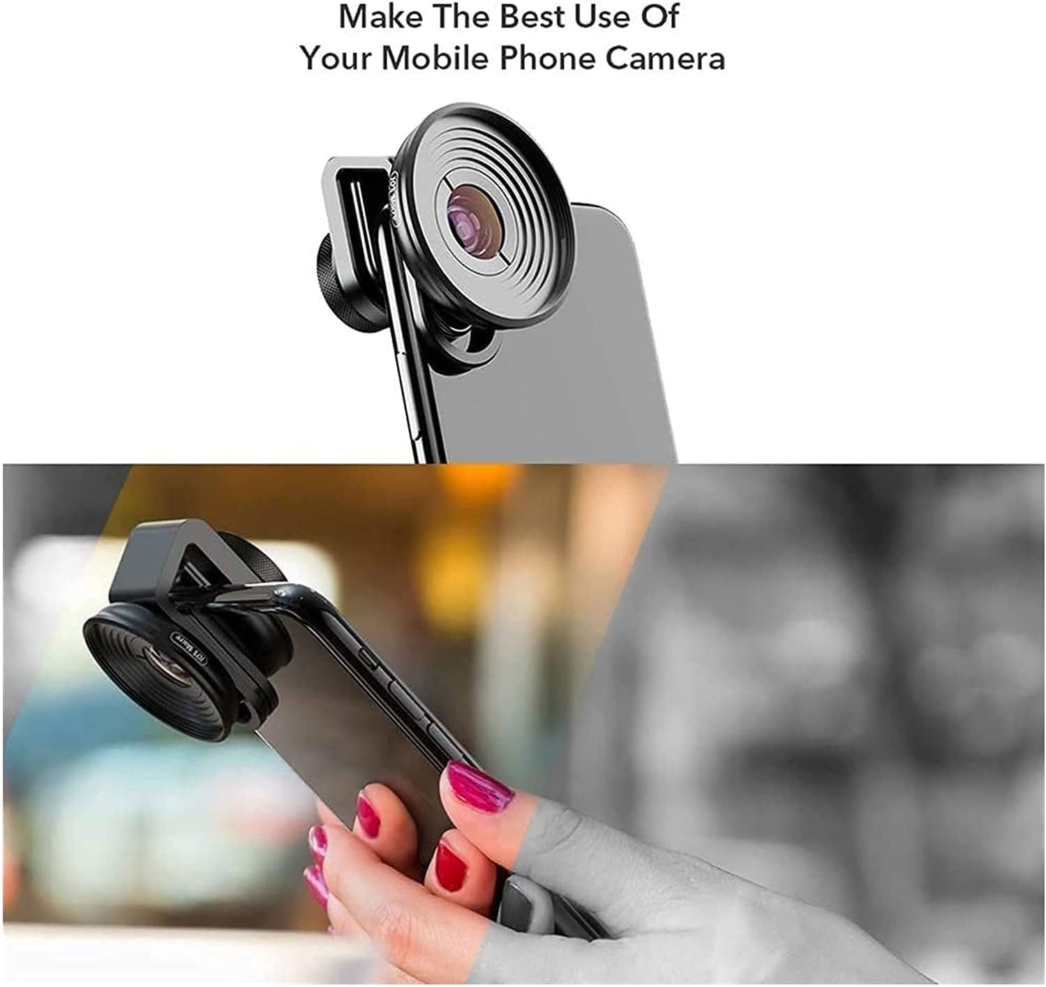 Phone Camera Lens Wide Angle Lens 10X Macro Lens with Clip Compatible Single and Dual Camera Phones