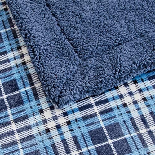 softan Sherpa Fleece Blanket - Super Soft Plush Furry Blanket for Couch Bed fuzzy Fur Blanket - 130x150 cm Single - Blue Plaid
