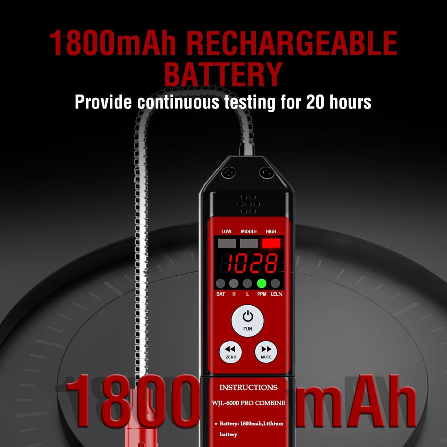 Refrigerant Leak Detector, Aprvtio WJL-6000PRO Combine A2L Freon Leak Detector Rechargeable, 0.14 oz/yr Sensitivity, Audible & Visual Alarms, Automotive AC Leak Detector for R454B R1234yf R32 R410A