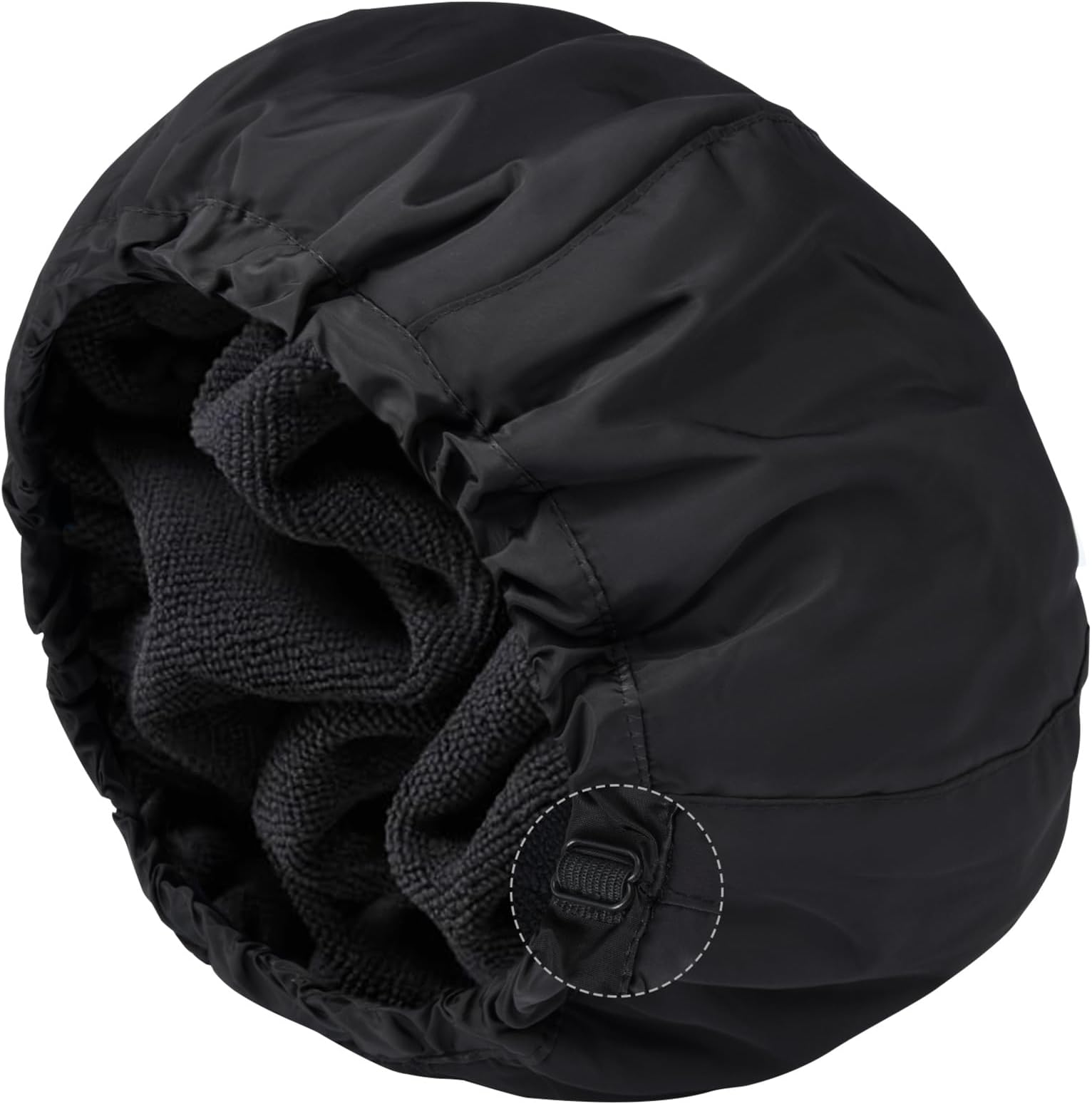 Shower Cap for Men Black Bath Cap, Reversible Terry Lined Large Waterproof Adjustable Shower Caps Elastic Band Stretch Hem Hair Hat for braids