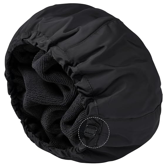 Shower Cap For Men Black Bath Cap, Reversible Terry Lined Large Waterproof Adjustable Shower Caps Elastic Band Stretch Hem Hair Hat For Braids