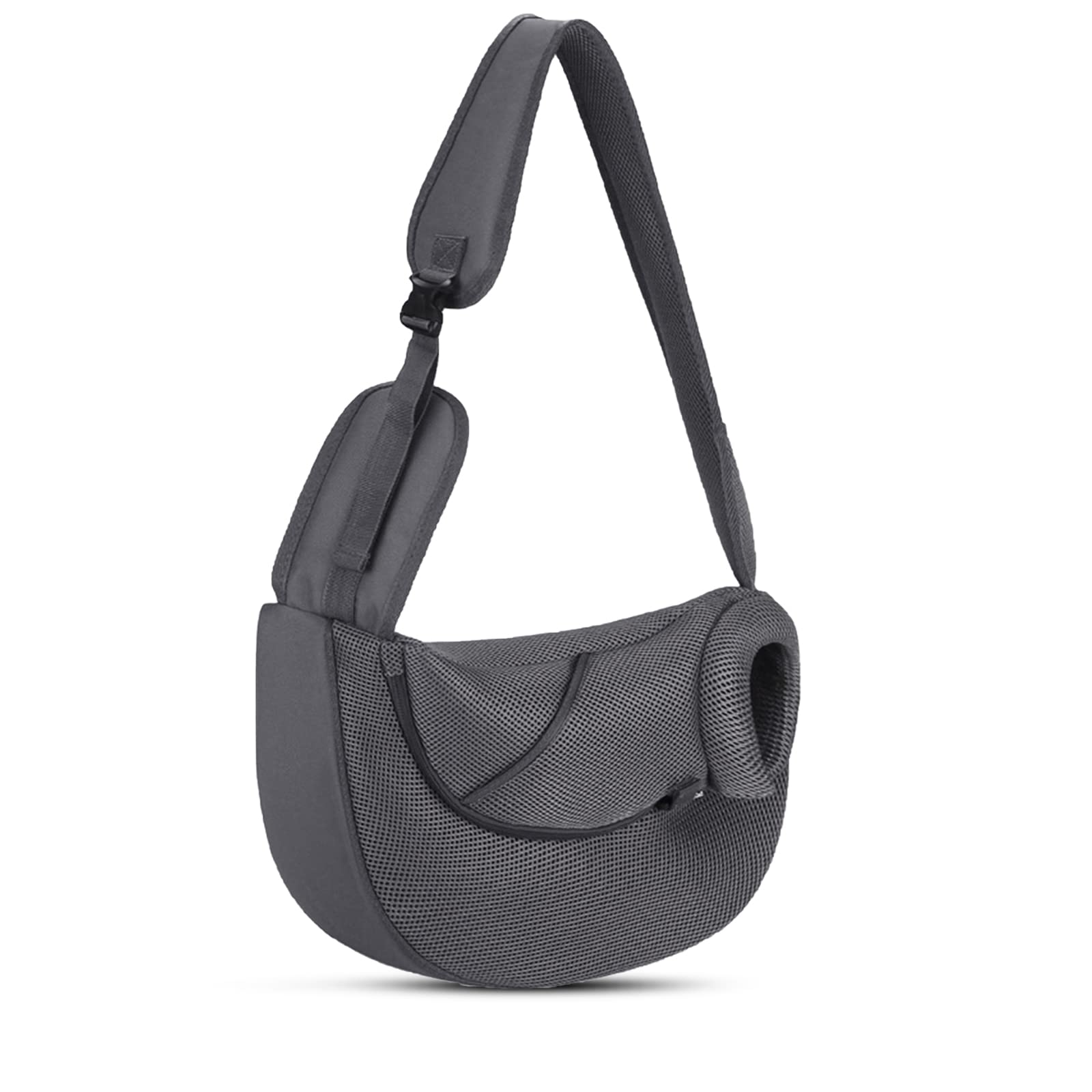 PETCUTE Sac de Transport Chien,Mains Libres,Portable Sac à Bandoulière Chien Chat,Réglable Sac de Voyage pour Petits Animaux avec Maille Respirant,Poche pour Extérieur Marche Métro,L