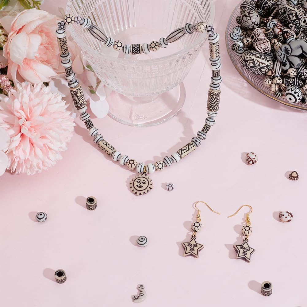 1 Box 220G Acrylic Bohemian Beads with Holes Czech Antique Styles Mixed Color Shape Vintage Assorted Opaque Aesthetic Spacer Bead Bulk for Jewelry Making Necklace Bracelet Diy Craft Supply - Image 4