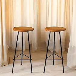 Kit 2 Banquetas para Balcão de cozinha Alta Confortavel Estilo Moderno Ideal para Area Gourmet Estrutura de Metal Assento Madeira Resistente ALUMINUM DECOR (PEROBA, ALTURA 70 CM DO ASSENTO AO CHÃO)