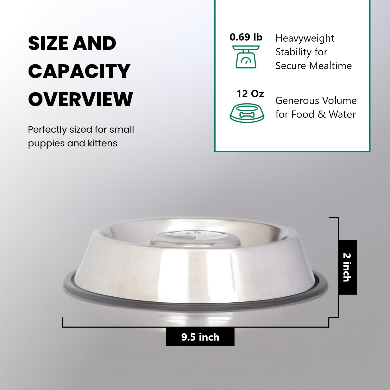 Iconic Mascota Alimentación Lenta Pet Bowl de Acero Inoxidable para Perro o Gato (2 Unidades)