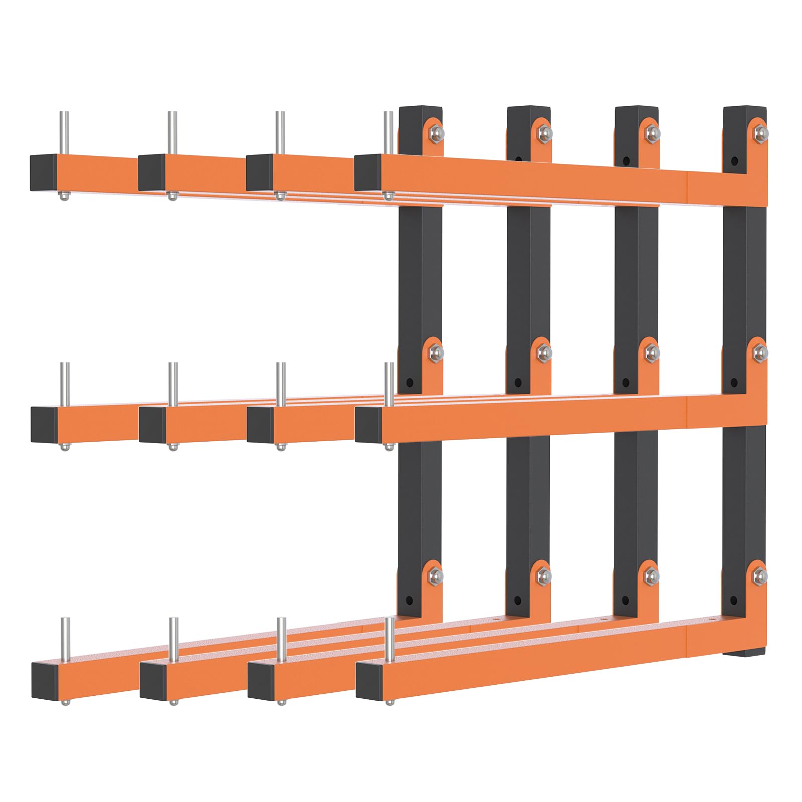 Lumber Rack Wall Mount, Lumber Storage Rack, Heavy Duty Wood Storage Racks with 3-Level System, 720 lb Durable Garage Wood Organizer, Orange Lumber Metal Racks for Indoor and Outdoor (4 PACK)