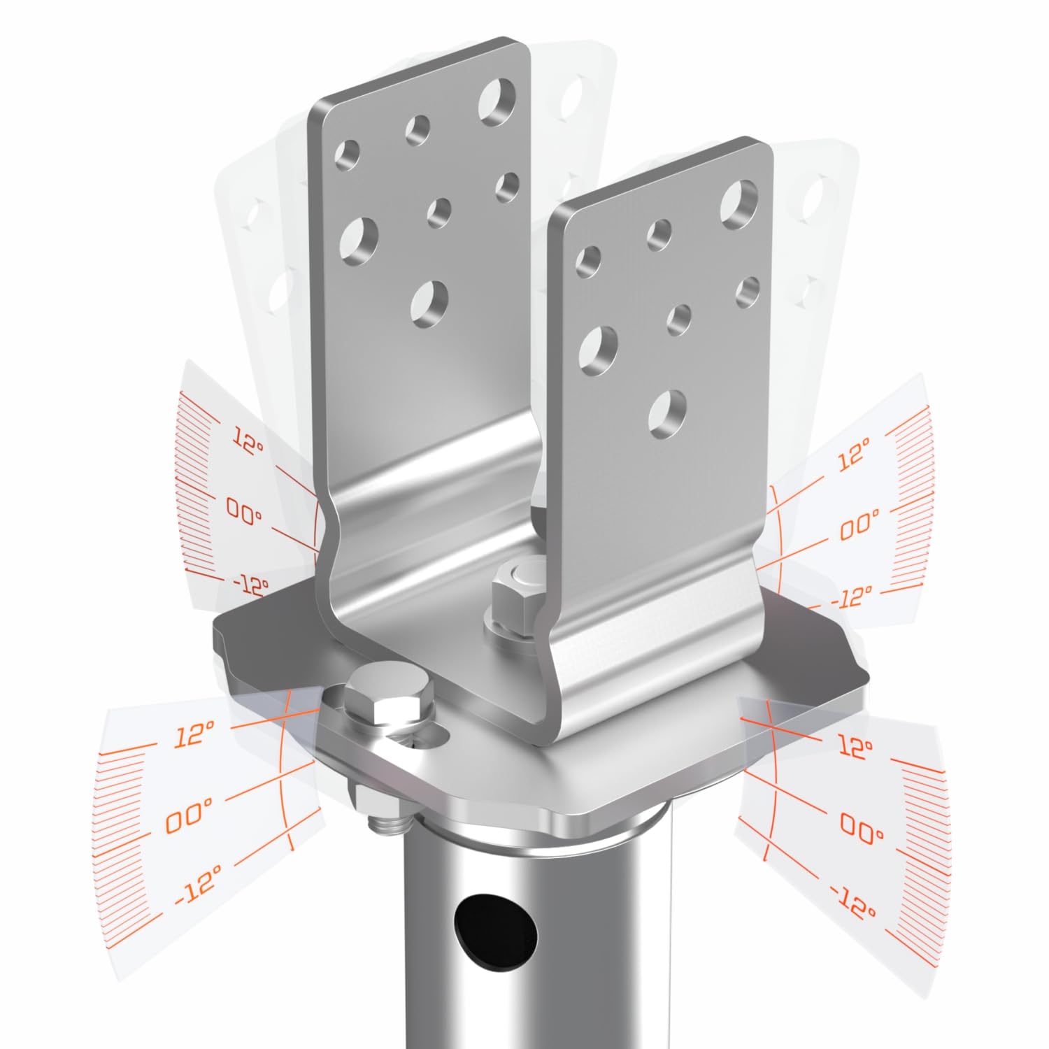Lot de 2 fondations à vis TILT 100 cm support poteau 8 cm angle en U galvanisé à chaud diamètre 60 x 2 mm M12